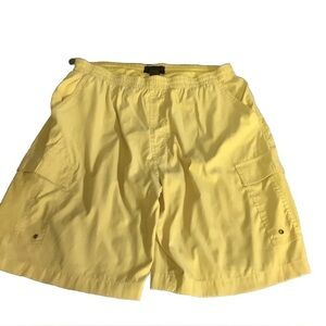 PGA Tour Shorts Adult Large Yellow Beach Swim Wear Mesh Lining Pocket‎ Mens